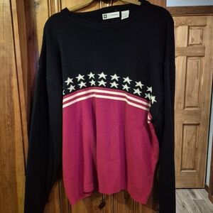 Vintage Extreme Gear Mens XL American Flag Star Navy Blue/Red Sweater